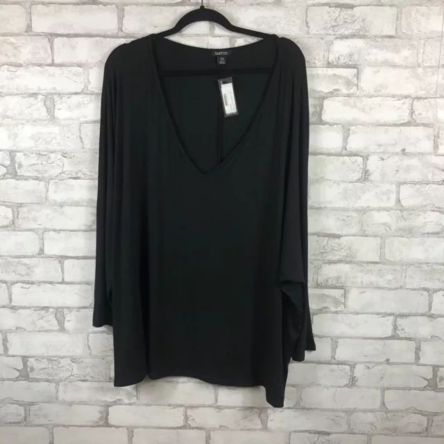 BOOHOO Women's Black Long Sleeve Basic T-Shirt 22W PLUS UGA08456 NWT