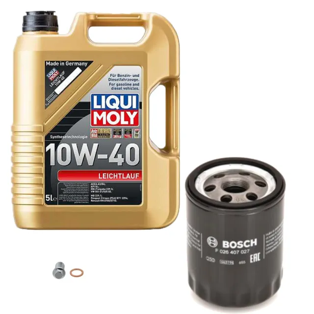 Filtro olio Bosch 5L Liqui Moly funzionamento leggero 10W-40 per Smart Mitsubishi Forfour 1.5