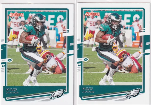 Lot (2) 2020 Donruss Miles Sanders Philadelphia Eagles Football - E2175