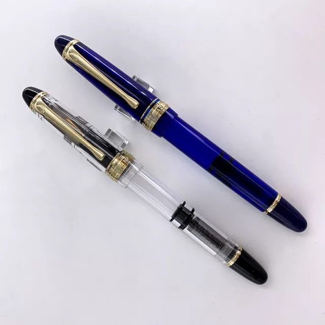 Wing Sung 699 Acrylic Piston Fountain Pen Golden Clip 0.38/0.7mm EF/M Nib Gift A