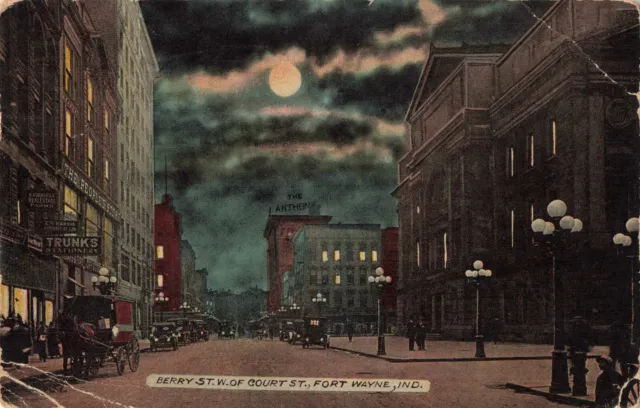 Berry Street West of Court Fort Wayne Indiana IN 1915 Postcard