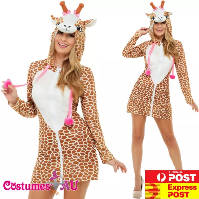 Womens Giraffe Costume Animal Jungle Zoo Party Book Week Ladies Fancy Dress