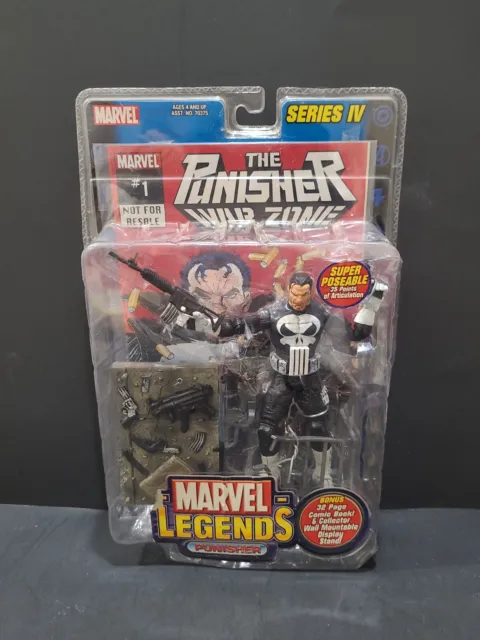 New Marvel Legends Series Iv Toybiz 2003 Punisher Figure W War Zone Comic #1