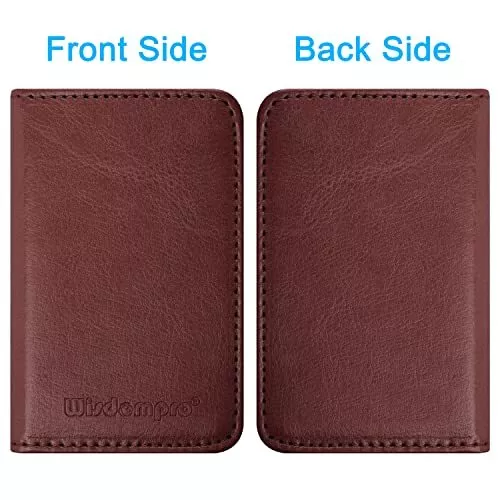 Business Card Holder, Wisdompro 2-Sided PU Leather Folio Pocket  Card Wallet 3