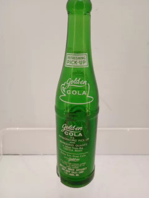 vtg '50's Acl Golden Cola Sun-drop Soda Bottle St. Louis  Refreshing As A Cup... 2