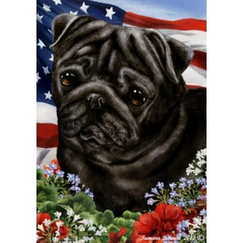 Patriotic (1) House Flag - Black Pug 16089