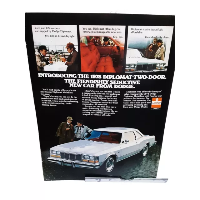 1978 Chrysler Diplomat Car 2 Door vintage 1977 Magazine Print Ad