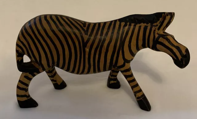 African Artisans Set Of 2 Wood Zebras Carved And Painted 2