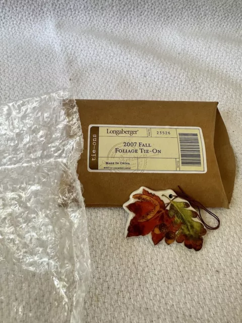 Longaberger Basket FALL FOLIAGE Tie On Charm 2007 Leaves Acorns New Box Retired