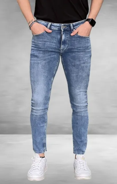 Jeans Uomo Only & Sons Vestibilita Skinny Fit Cotone Elasticizzato Denim Chiaro