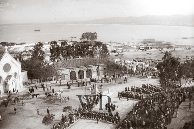 1900 - ALGERIA - Algiers ORAN - military parade - photo glass plate 9x12cm