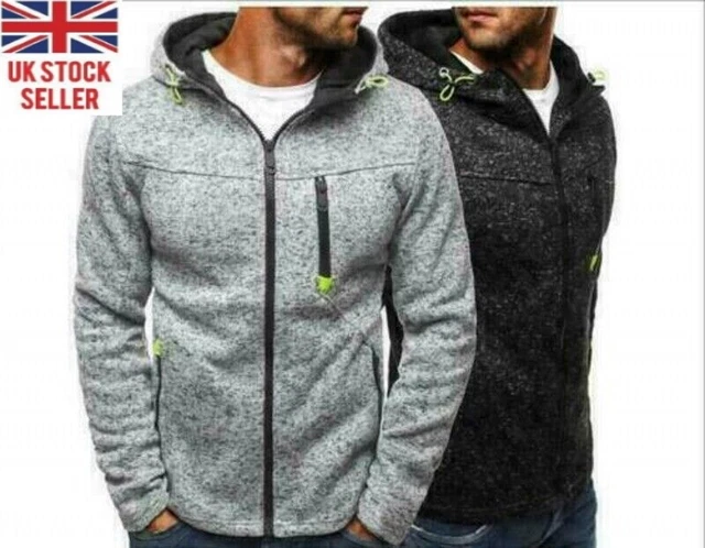 Mens Boys Hoodie Fleece Warm Hooded Jacket Coat Sweatshirt Winter Zip Up Jumper