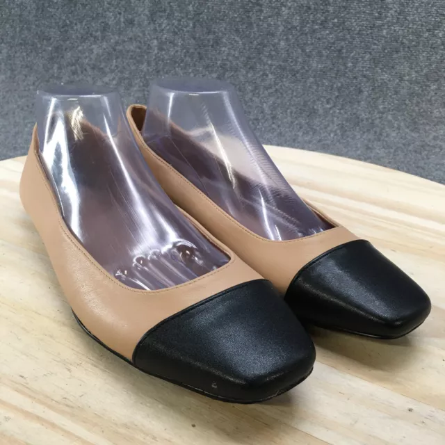 ASOS Design Shoes Womens 10 Locket Square Toe Ballet Flats Beige Leather Comfort 3