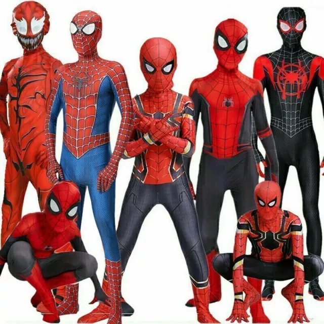Kids Boys Cosplay Spiderman Superman Fancy Dress Party Jumpsuit Costume 3-12 Y