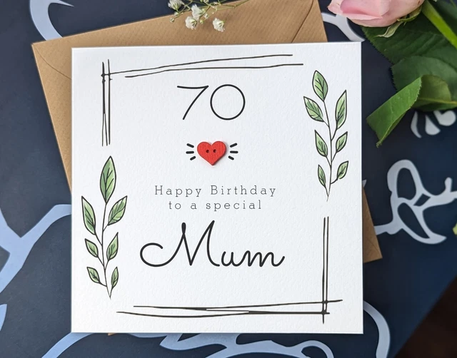 MUM 70TH BIRTHDAY Card, Handmade 70th Birthday Card for Mother ...