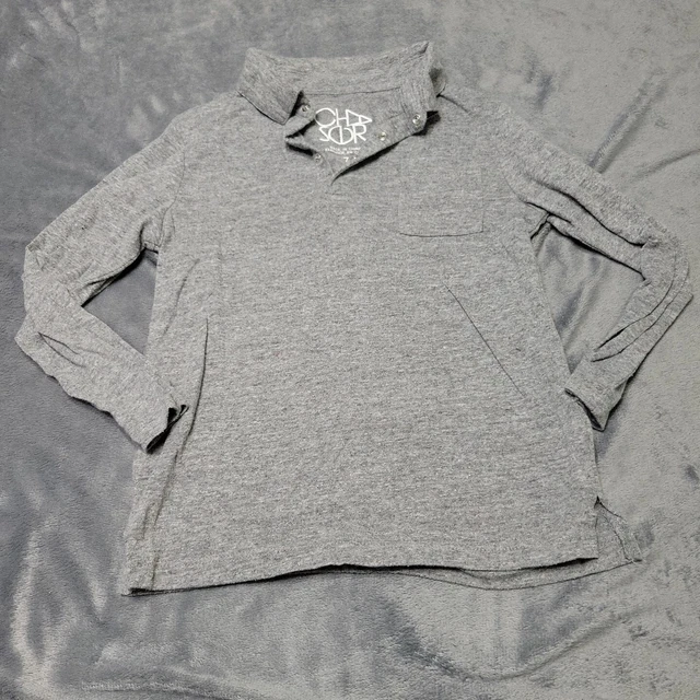 Chaser Shirt Boys 7 Heathered Grey Henley Snap Collared Neck Comfort Stretch Tee