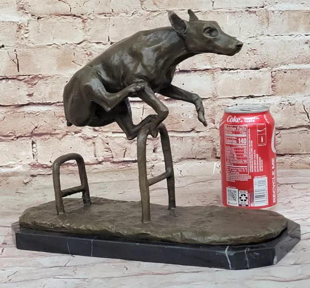 Doberman Jumping with natural ears HotCast Bronze Signed Miguel Lopez Sculpture 2