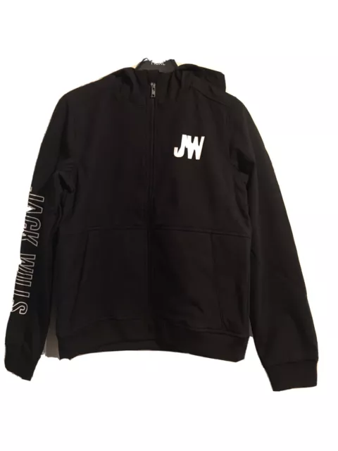 NUOVISSIMA GIACCA BOMBER ORIGINALE PER RAGAZZI jack wills nera con cappuccio, età 8-9 anni