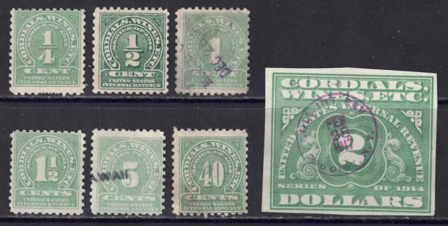 US Scott RE1/RE15 - Mix of 7, ¼c - $2 Wine Revenues used ak346