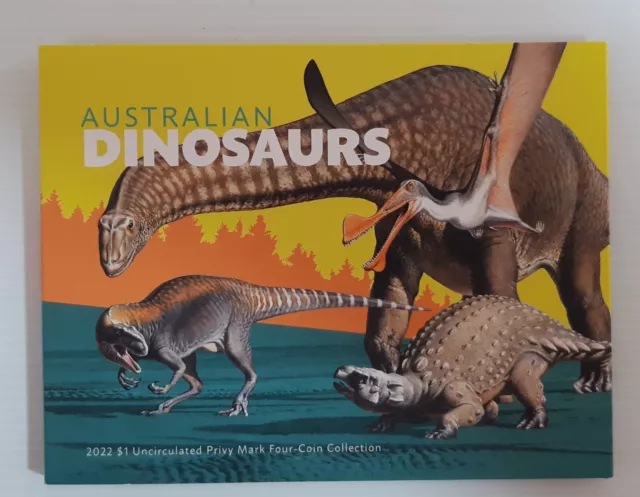 Australian Dinosaurs 2022 $1and Privy Mark 4 Coin Set.  Free Postage.