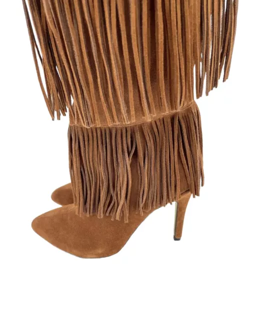 Chinese Laundry Over the Knee Boot Kristin Cavallari Brown Fringe 6.5 New SH08 2