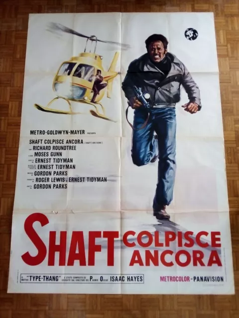 Shaft colpisce ancora (Rountree). Manifesto F4, 2 fogli (1972) Cm 140x200 Raro !