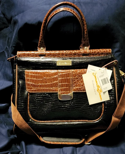 Samantha Brown Dowel Carry On Bag Black Croc Camel New With Tags