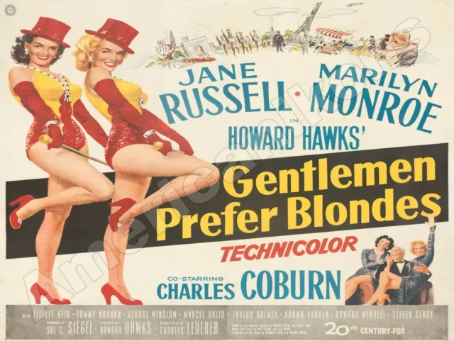 Gentlemen Prefer Blondes Metal Movie Sign: Marilyn Monroe & Jane Russell - Large