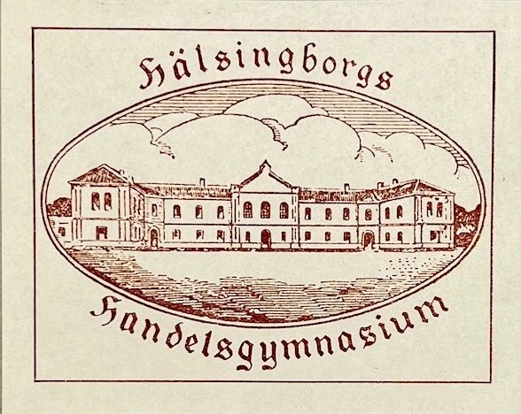 Vintage Ex libris - Hälsingborgs Handelsgymnasium - School - Bergaliden - Sweden