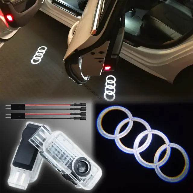 2x For Audi LED Logo Laser Projector Door Courtesy Puddle Shadow Light Lamp