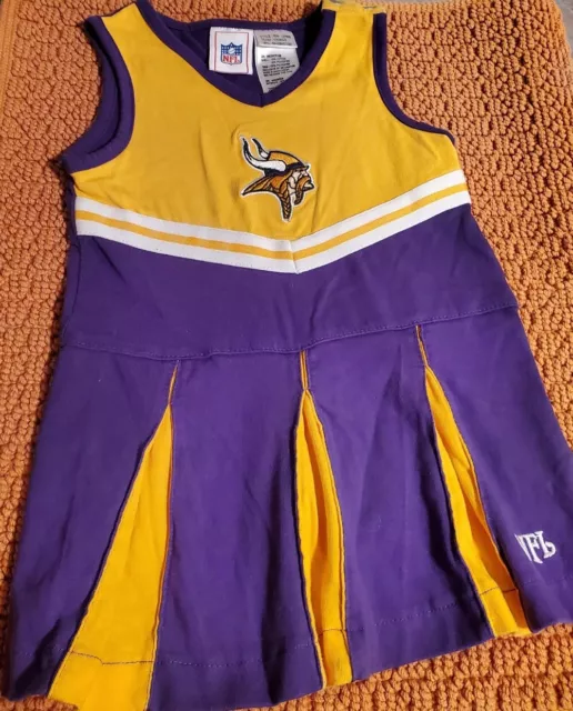 NFL Minnesota Vikings Cheerleader Outfit Toddler Baby Girl Dress Costume 24M 2T