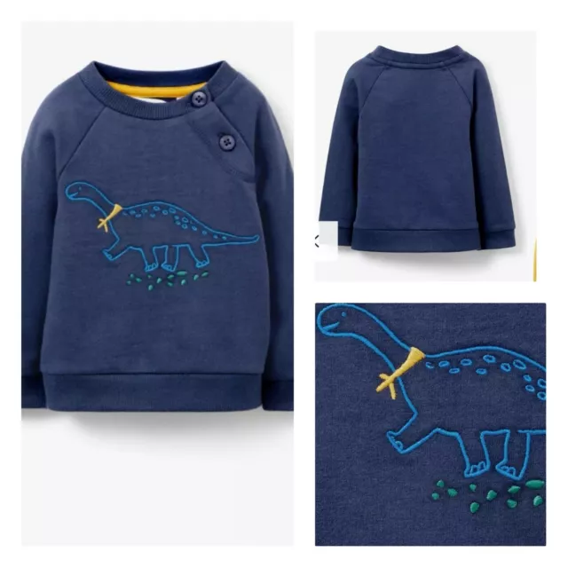 Baby Boys Dinosaur Jumper Navy Sweater Blue Ex John Lewis rrp £16 0-3 3-6 Months