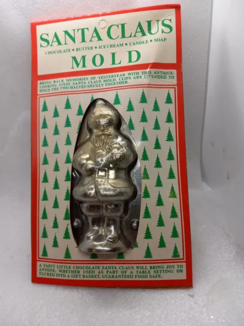 De colección - Mantequilla de chocolate - Molde para velas - Jabón de pie - Santa Claus Metal Nuevo en paquete