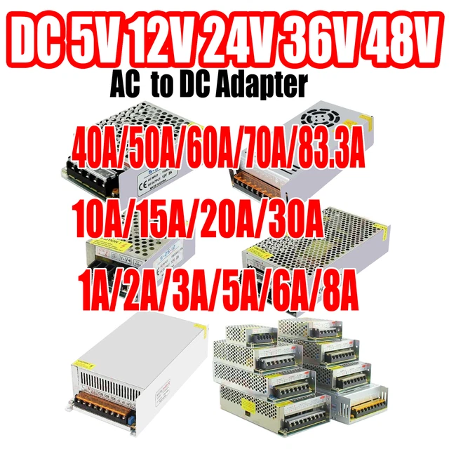 DC 5V12V24V36V 5A/10A/20A/60A Power Supply Transformer Switch AC to DC Adapter