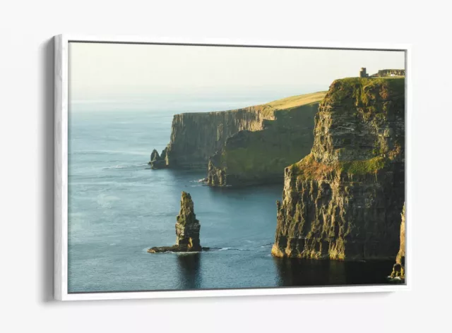 Ireland Cliff Landscape - Float Effect Framed Canvas Wall Art Picture Print