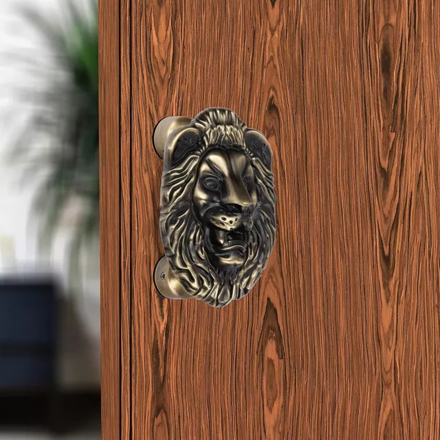 Lion Face Shaped Main Door Pull Push Handle (Brass Antique Finish) set of 2