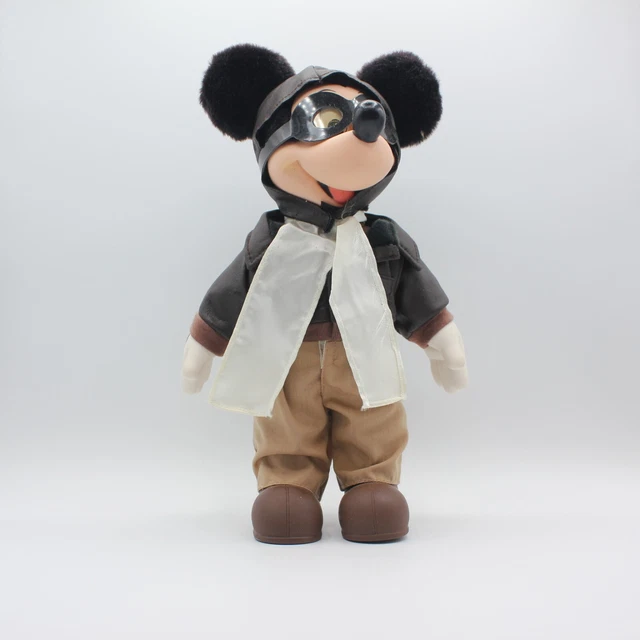 VTG Applause Disney Mickey Mouse Aviator Pilot Goggles Bomber Jacket White Scarf