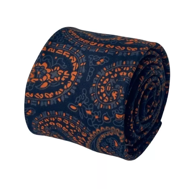 Frederick Thomas Designer - schwarz & orange Paisley Herren klassische Breite Baumwolle Krawatte