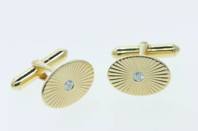 Art Deco Style (1940's) 14K Yellow Gold Diamond Cuff Links