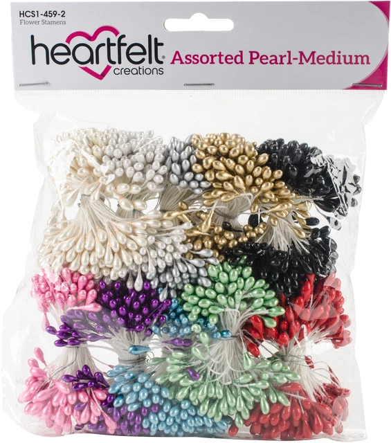Estambres de perlas Heartfelt Creations mediano 10/paquete surtido, 5 mm X 2,25" HCS14592