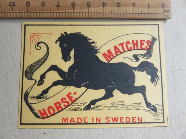 Large Pack Size Old Horse Matches  Match Box Label  Sweden