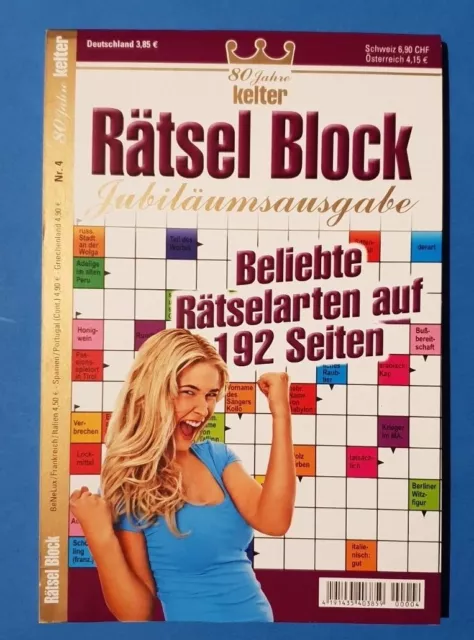 Kelter Rätsel Block Jubiläumsausgabe 192 Seiten  Nr.4  NEU+unbenutzt 1A absTOP