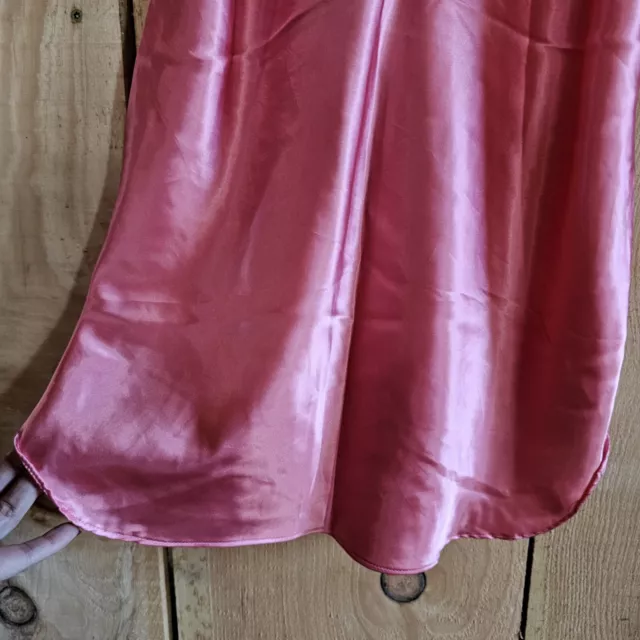 VINTAGE LINGERIE NIGHTIE Slip Dress Pink Satin w Lace Detail Spaghetti ...