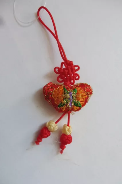 Bijou de sac à main ou téléphone Papillon brodé noeud porte-bonheur Asie orange