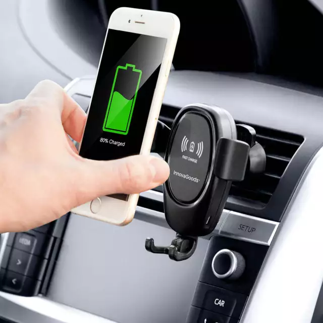 Support pour téléphone portable avec chargeur de voiture sans fil  InnovaGoods