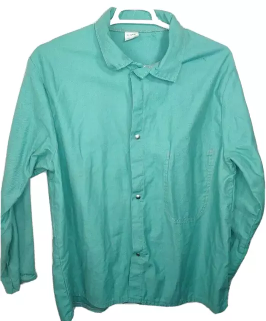 Fire Resistant jacket Mens XL green Button Snap Lightweight USA Made retardant
