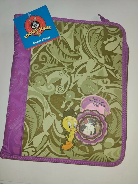 Looney Tunes Tweety Bird Trapper Keeper Style Zippered Binder Vintage New W Tags