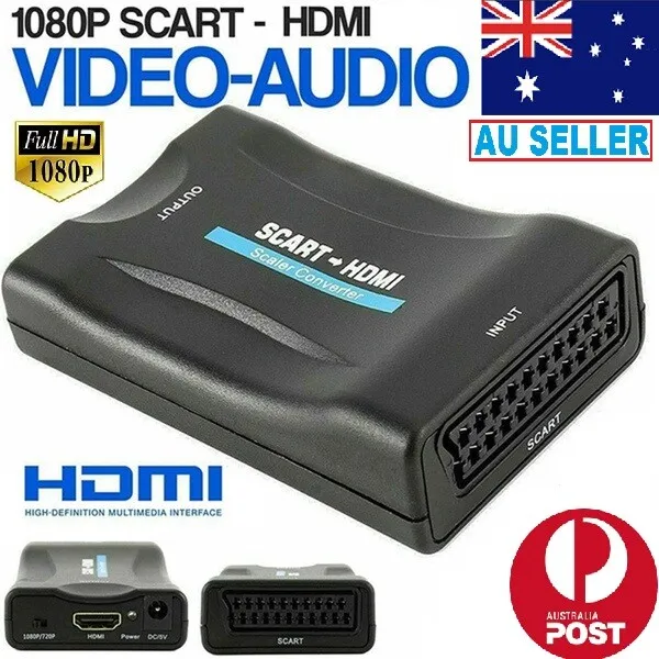 1080P SCART to HDMI compatible Video Audio Upscale Converter Signal Adapter AUS