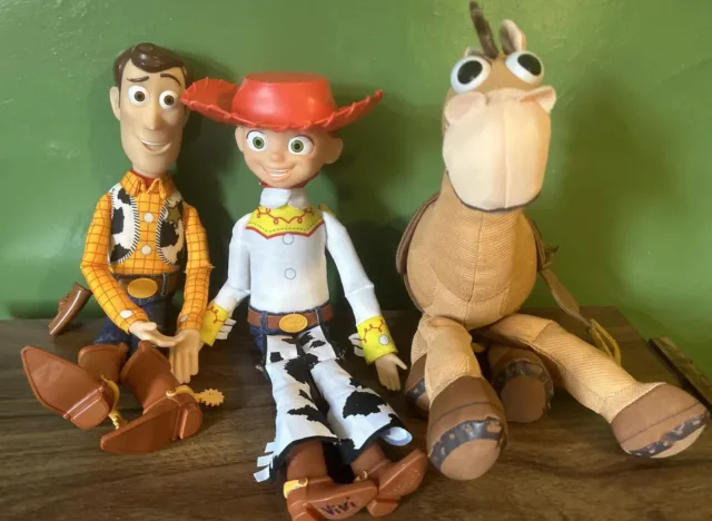 Toy Story Thinkway 16” Pull String Talking Woody Jessie Dolls Bullseye Disney