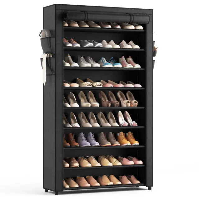 Shoe Rack with Covers - 10 Tiers Tall Shoe Rack Organizer Large Capacity Shoe...